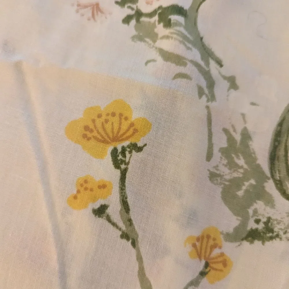 Vintage yellow bird and‎ floral print full sheet set